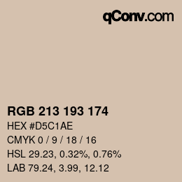 Color code: RGB 213 193 174 | qconv.com