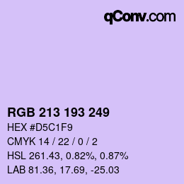 カラーコード: RGB 213 193 249 | qconv.com