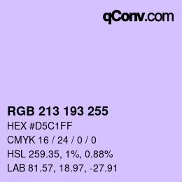 Color code: RGB 213 193 255 | qconv.com