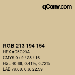Código de color: RGB 213 194 154 | qconv.com
