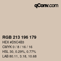 Color code: RGB 213 196 179 | qconv.com
