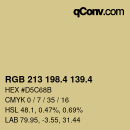 カラーコード: RGB 213 198.4 139.4 | qconv.com