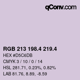 カラーコード: RGB 213 198.4 219.4 | qconv.com