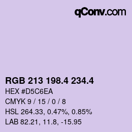 カラーコード: RGB 213 198.4 234.4 | qconv.com