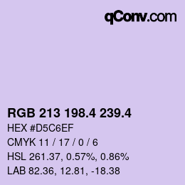 カラーコード: RGB 213 198.4 239.4 | qconv.com