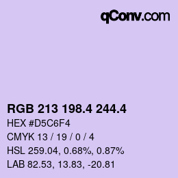 カラーコード: RGB 213 198.4 244.4 | qconv.com
