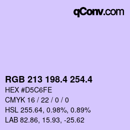 カラーコード: RGB 213 198.4 254.4 | qconv.com