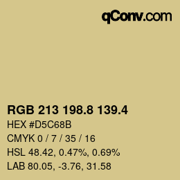 カラーコード: RGB 213 198.8 139.4 | qconv.com