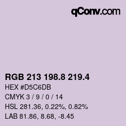 カラーコード: RGB 213 198.8 219.4 | qconv.com