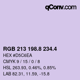 カラーコード: RGB 213 198.8 234.4 | qconv.com