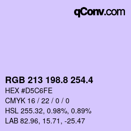 カラーコード: RGB 213 198.8 254.4 | qconv.com