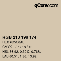 Color code: RGB 213 198 174 | qconv.com