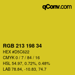 Color code: RGB 213 198 34 | qconv.com