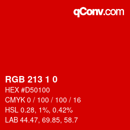 Color code: RGB 213 1 0 | qconv.com