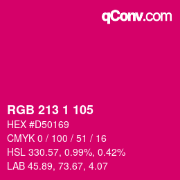 Color code: RGB 213 1 105 | qconv.com