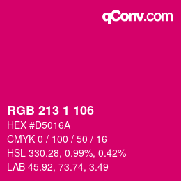 カラーコード: RGB 213 1 106 | qconv.com