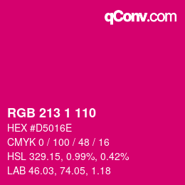 Color code: RGB 213 1 110 | qconv.com