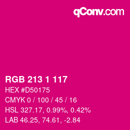 Color code: RGB 213 1 117 | qconv.com