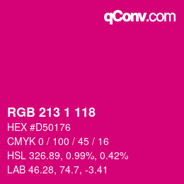 Color code: RGB 213 1 118 | qconv.com
