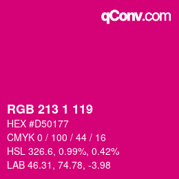 Color code: RGB 213 1 119 | qconv.com