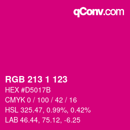 Color code: RGB 213 1 123 | qconv.com