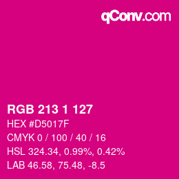 カラーコード: RGB 213 1 127 | qconv.com