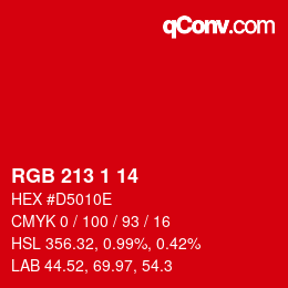 Color code: RGB 213 1 14 | qconv.com