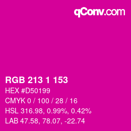 カラーコード: RGB 213 1 153 | qconv.com