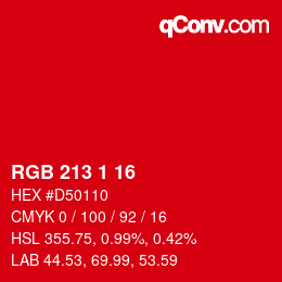 Color code: RGB 213 1 16 | qconv.com