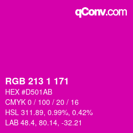 Color code: RGB 213 1 171 | qconv.com