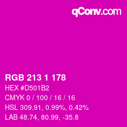 Color code: RGB 213 1 178 | qconv.com