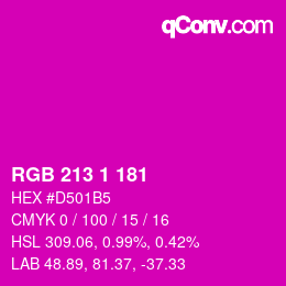 Color code: RGB 213 1 181 | qconv.com