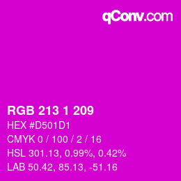 Color code: RGB 213 1 209 | qconv.com