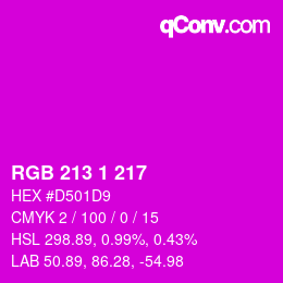 Color code: RGB 213 1 217 | qconv.com