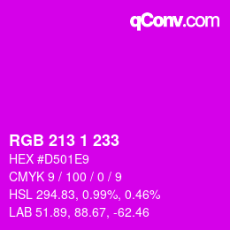 Color code: RGB 213 1 233 | qconv.com