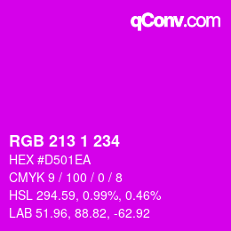 Color code: RGB 213 1 234 | qconv.com
