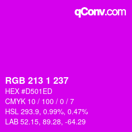 Color code: RGB 213 1 237 | qconv.com