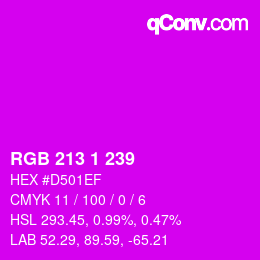 Color code: RGB 213 1 239 | qconv.com