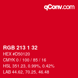 Color code: RGB 213 1 32 | qconv.com