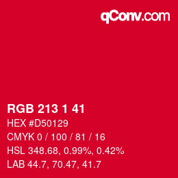 カラーコード: RGB 213 1 41 | qconv.com