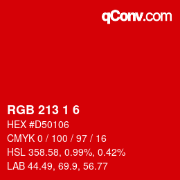 Color code: RGB 213 1 6 | qconv.com