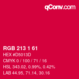 Color code: RGB 213 1 61 | qconv.com