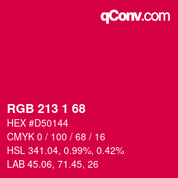 カラーコード: RGB 213 1 68 | qconv.com