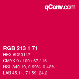 Color code: RGB 213 1 71 | qconv.com