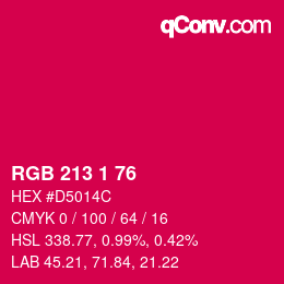 Color code: RGB 213 1 76 | qconv.com