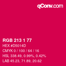 カラーコード: RGB 213 1 77 | qconv.com