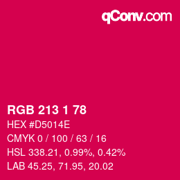 Color code: RGB 213 1 78 | qconv.com
