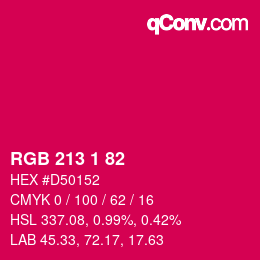 Color code: RGB 213 1 82 | qconv.com