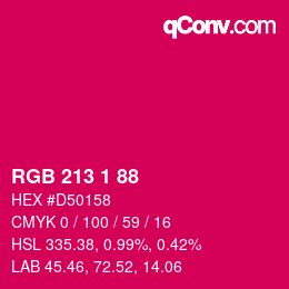 Color code: RGB 213 1 88 | qconv.com