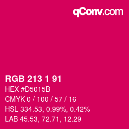 カラーコード: RGB 213 1 91 | qconv.com